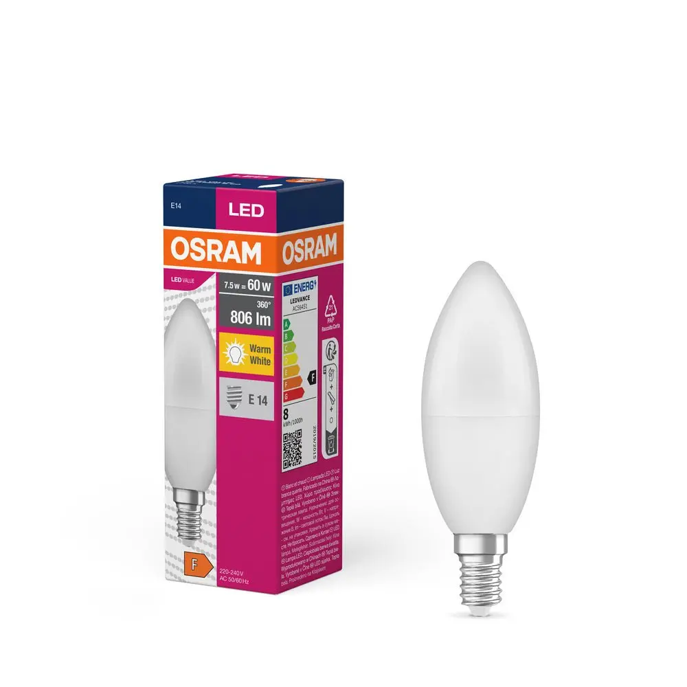 Matná LED žárovka E14 7 W CLASSIC B, teplá bílá