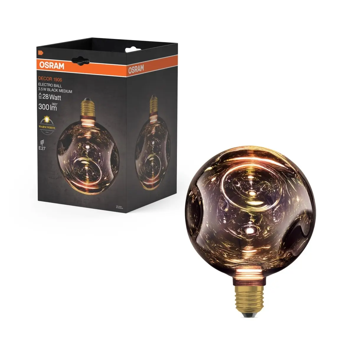 Matná LED žárovka E27 3,5 W DECOR LAMP, černá, náhrada 28 W