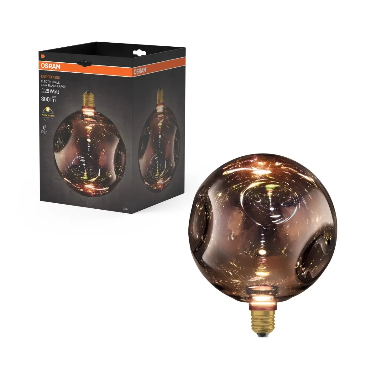 Matná LED žárovka E27 3,5 W DECOR LAMP, černá, velká