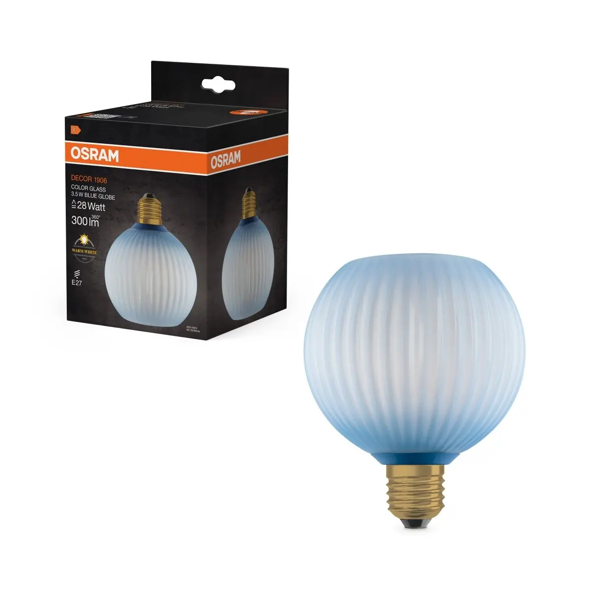 Matná LED žárovka E27 3,5 W DECOR LAMP, modrá, barevná kulatá