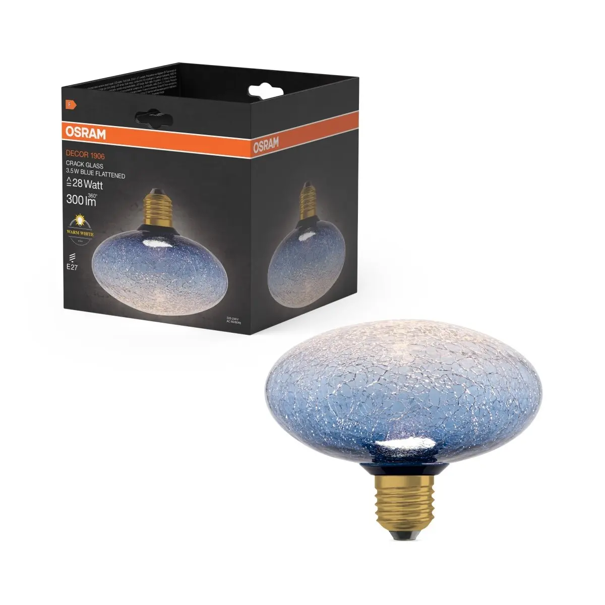 Matná LED žárovka E27 3,5 W DECOR LAMP, Modrá, plochá