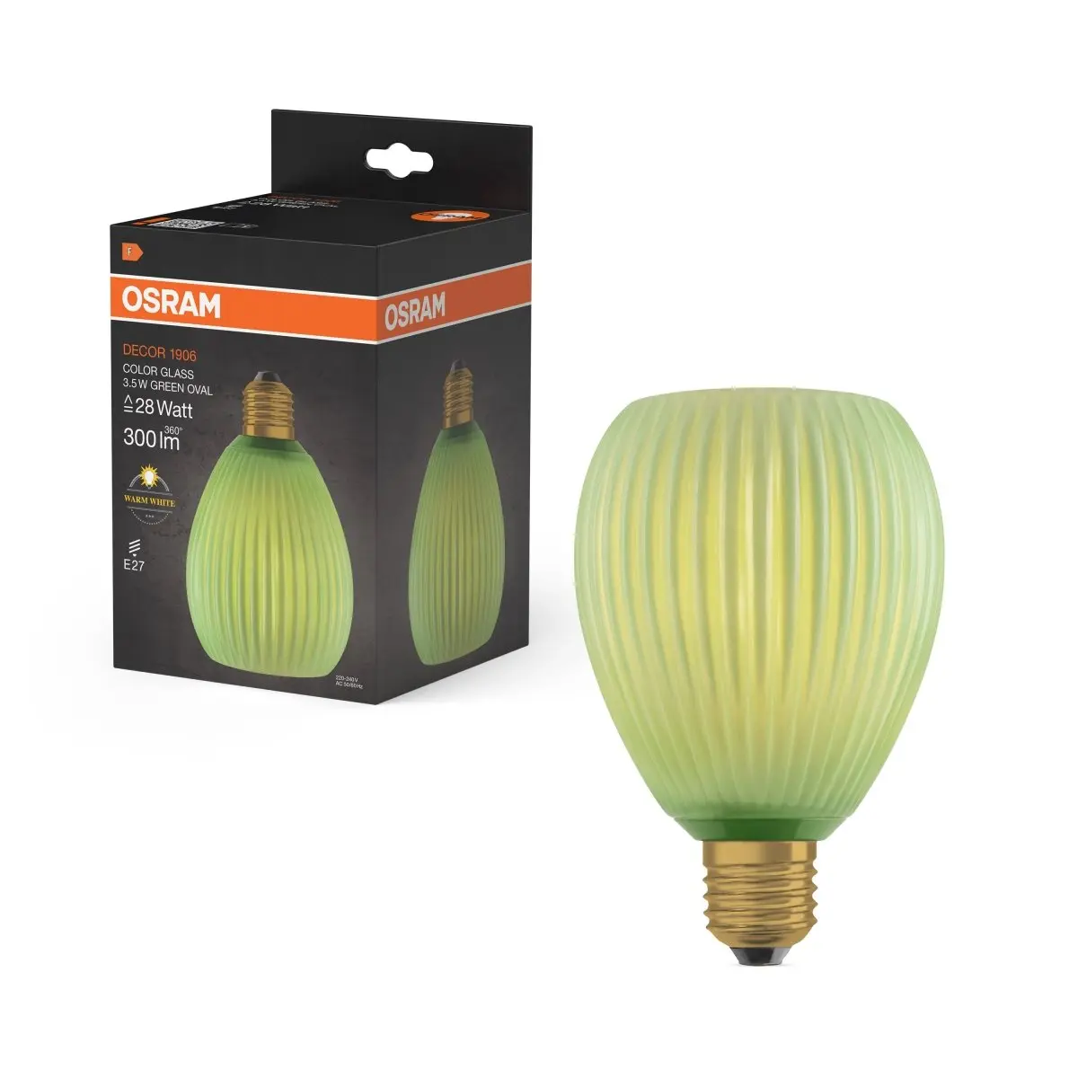 Matná LED žárovka E27 3,5 W DECOR LAMP, zelená, náhrada 28 W