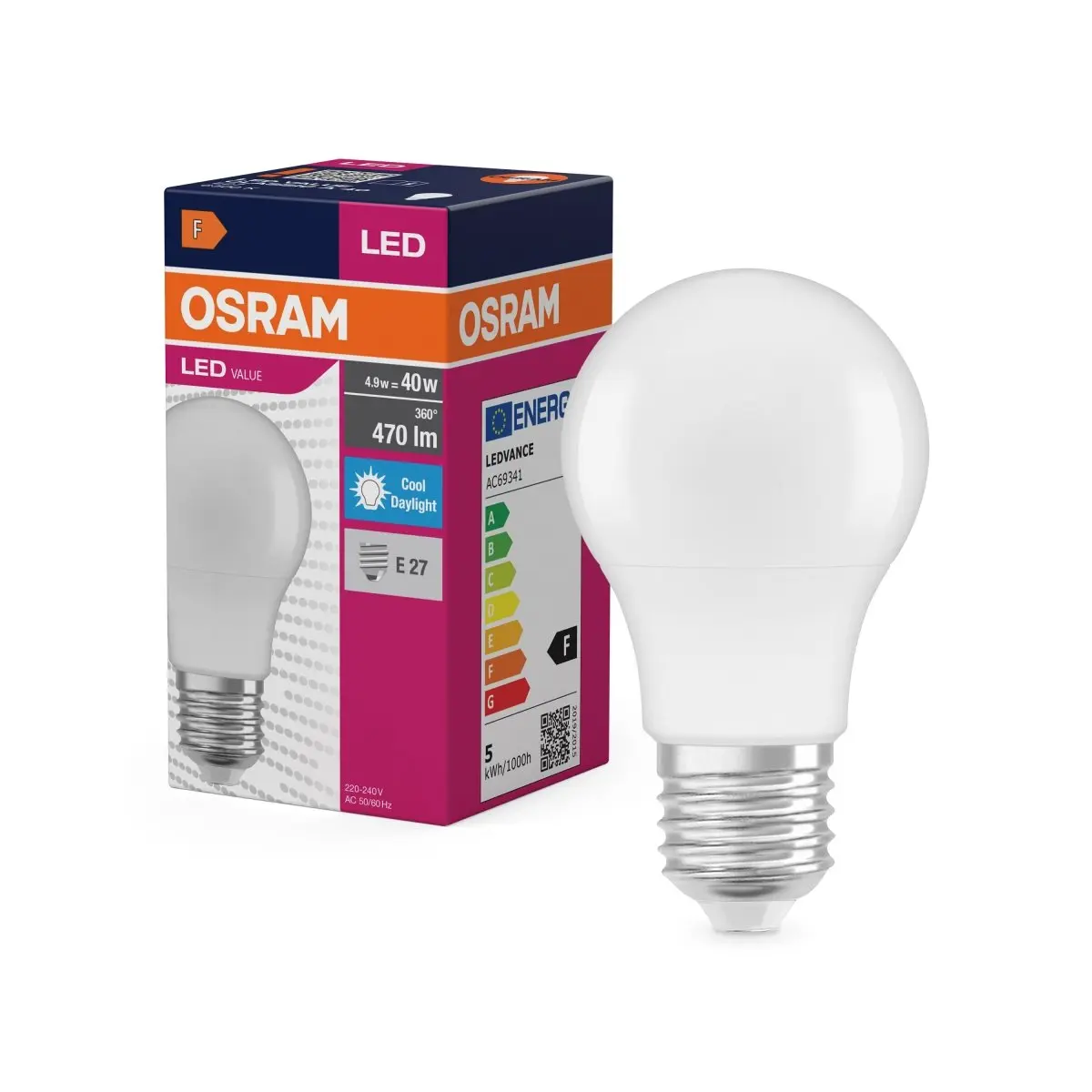 Matná LED žárovka E27 4,9 W CLASSIC A, denní světlo 6500K