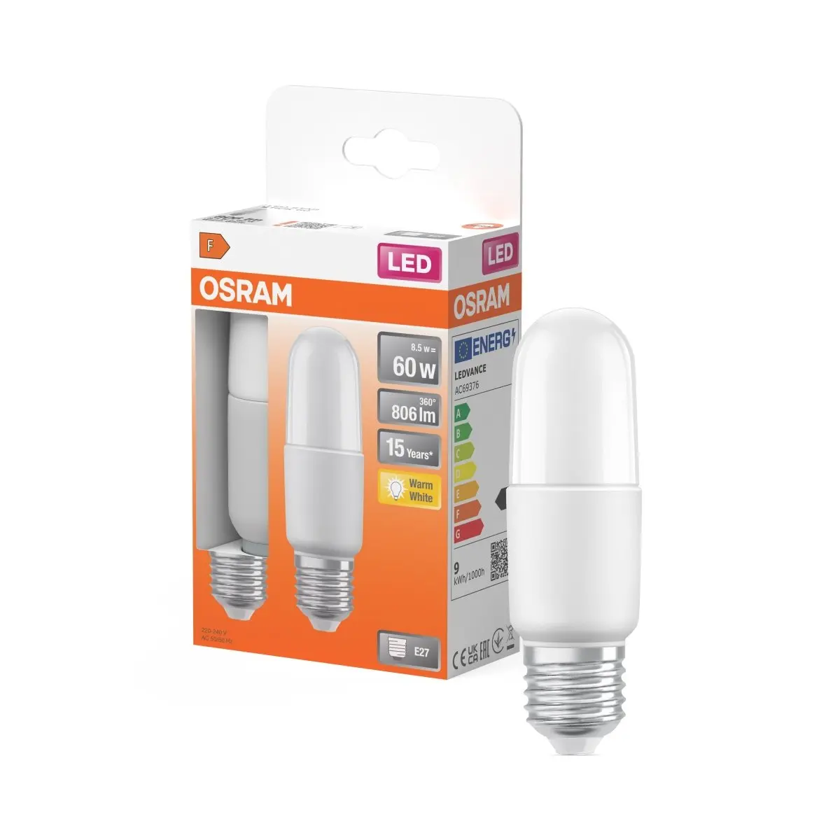 Matná LED žárovka E27 STAR 8,5 W, teplá bílá, náhrada 60 W