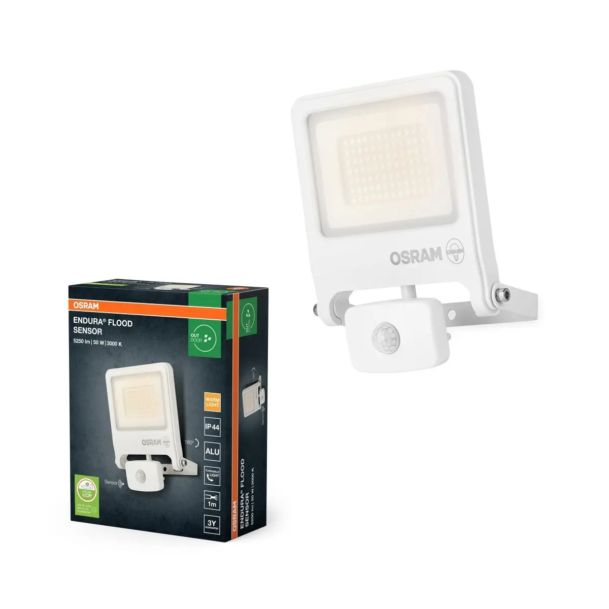 Venkovní reflektor ENDURA OSRAM 50 W se senzorem var. 2, teplá bílá