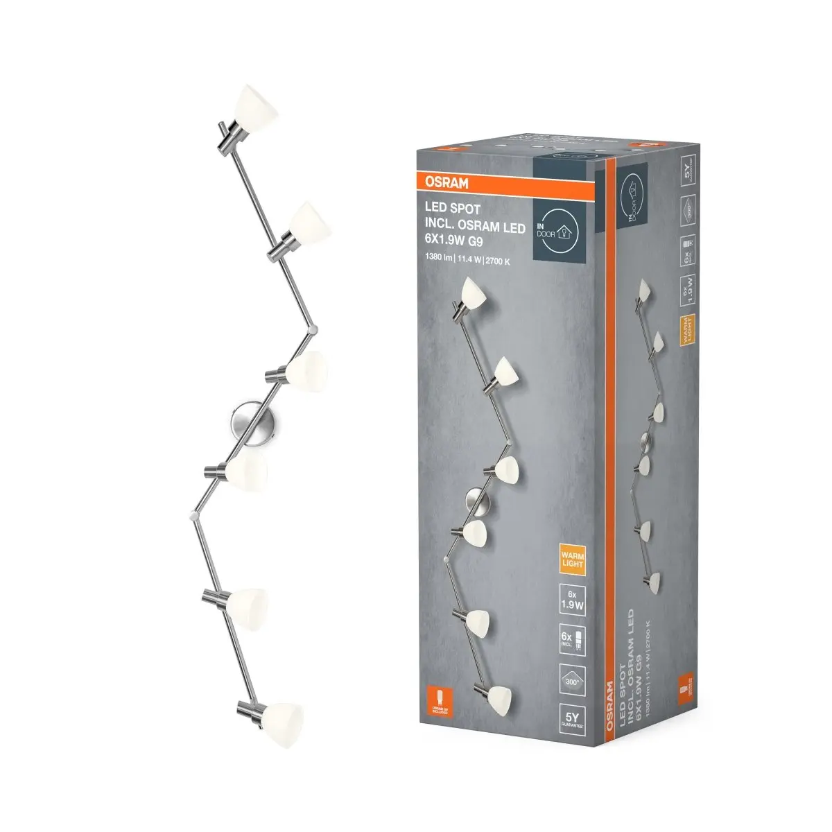 Nastavitelné LED stropní světlo 6x1 11,4W SPOT teplá bílá OSRAM