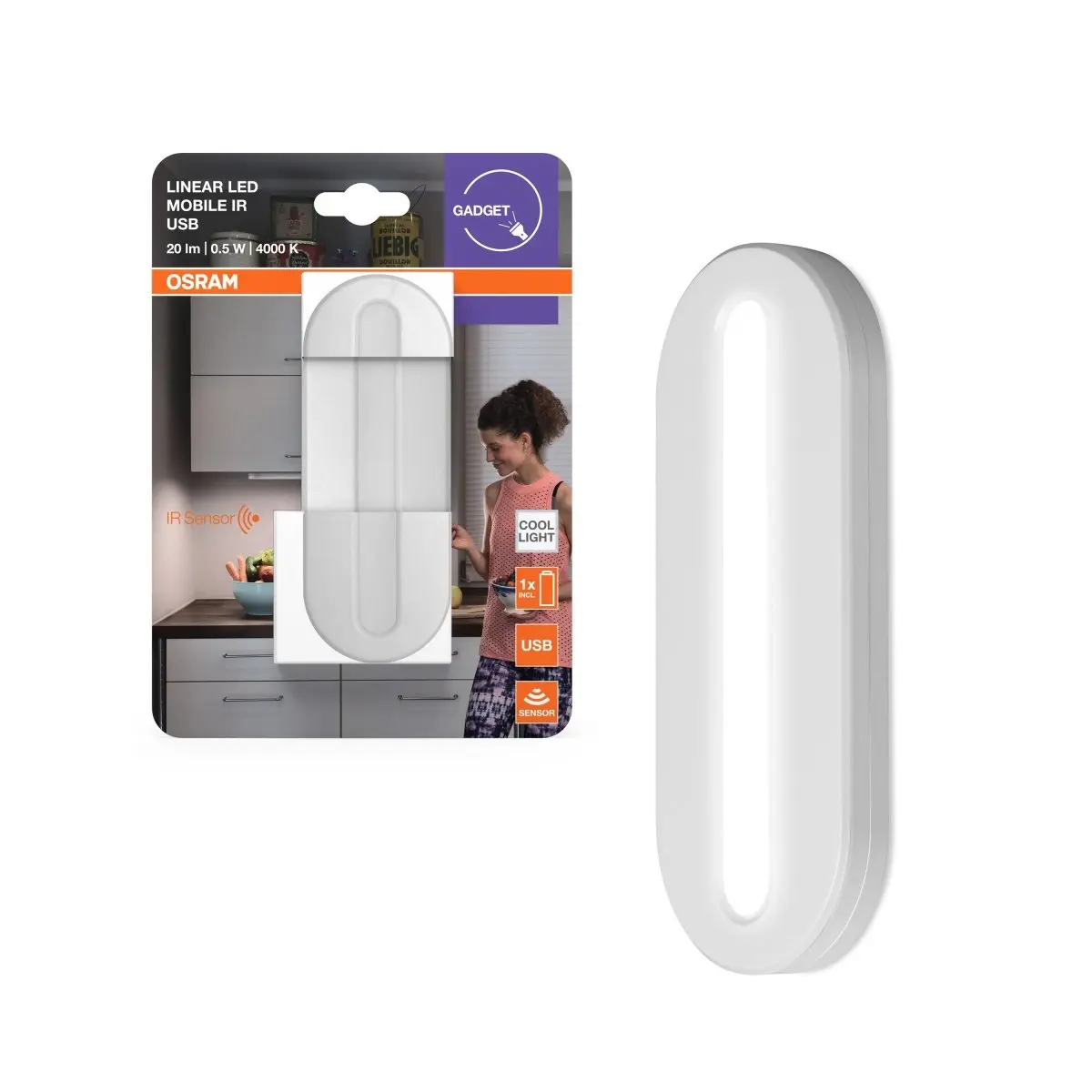Orientační přenosné LED světlo LINEAR USB, se senzorem OSRAM