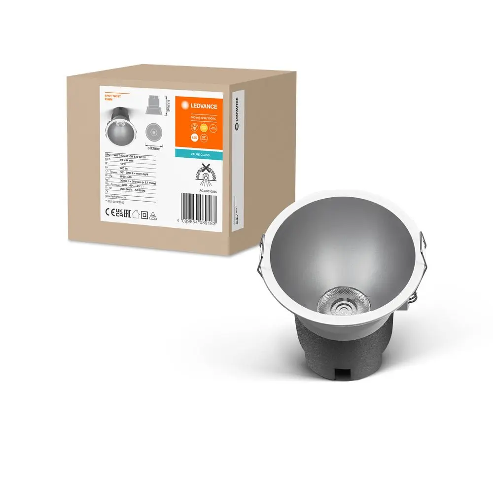 Šedé LED podhledové svítidlo 10 W SPOT 93mm, teplá bílá