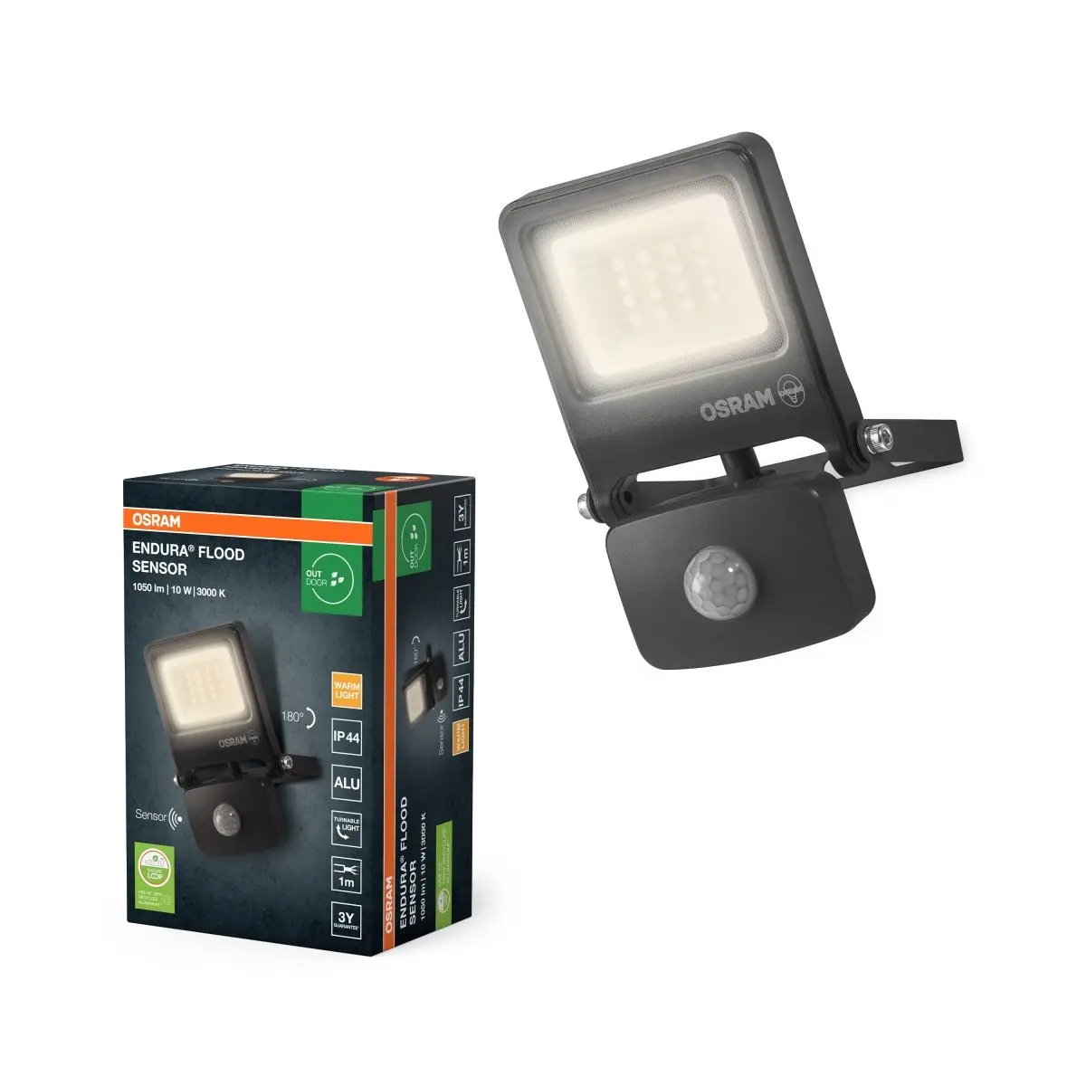 Venkovní reflektor ENDURA OSRAM 10 W se senzorem var. 2, teplá bílá