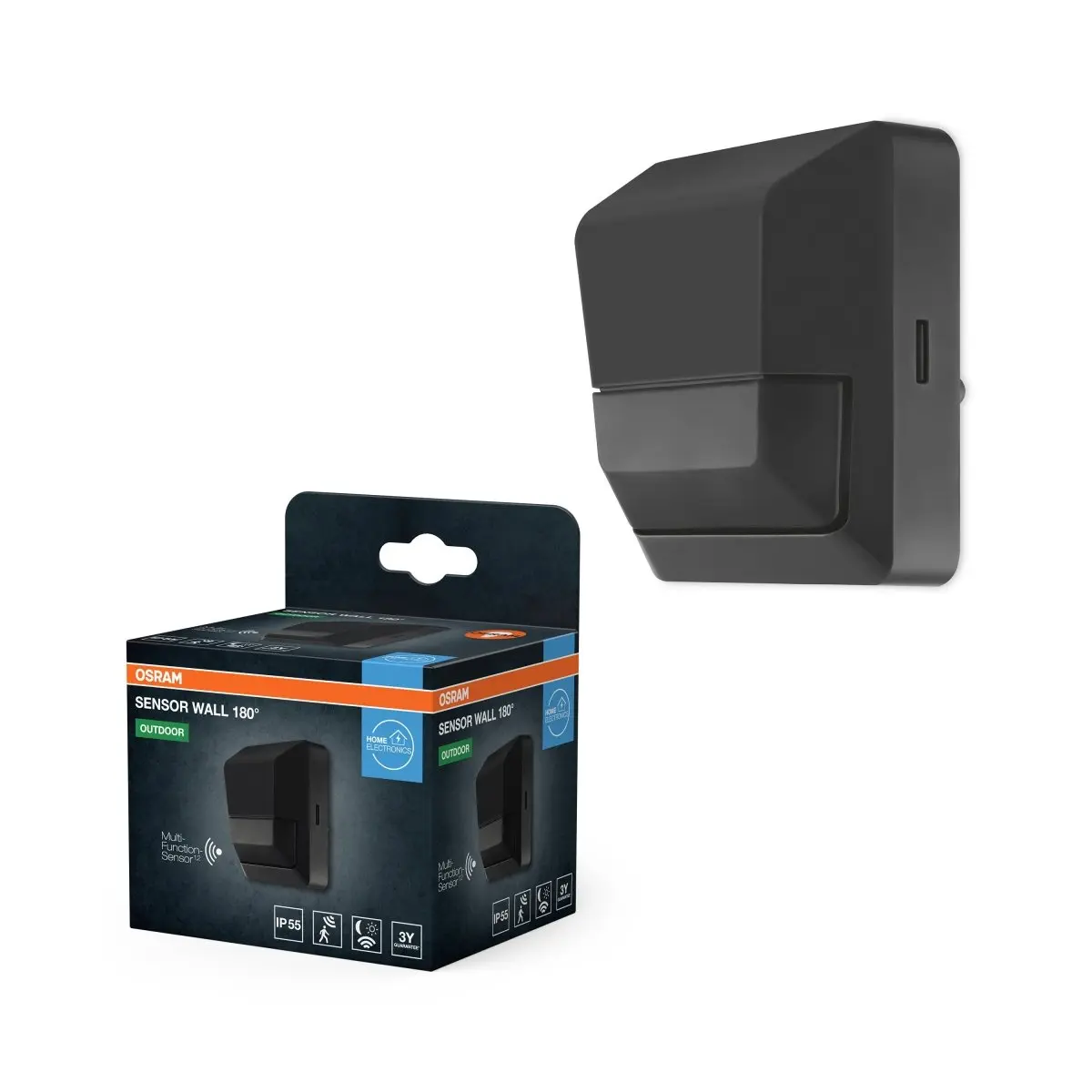 Nástěnný senzor 180° IP55 tmavě šedé