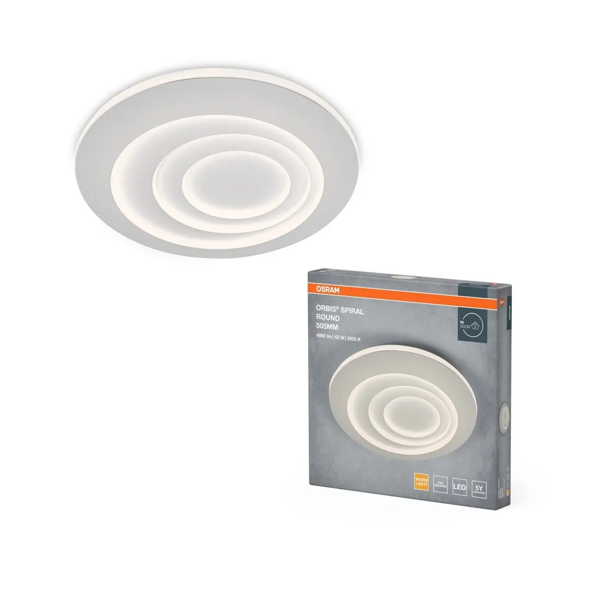 Spirálové LED stropní svítidlo 42 W ORBIS 505mm, teplá bílá OSRAM
