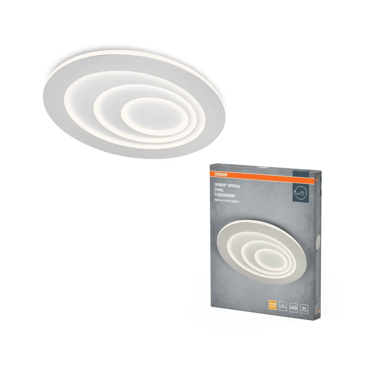 Spirálové LED stropní svítidlo ORBIS 720 x 580, teplá bílá OSRAM
