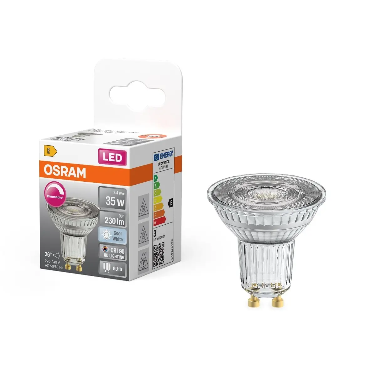 Stmívatelná LED bodovkaU10 3,4 W HD SUPERSTAR, studená bílá OSRAM