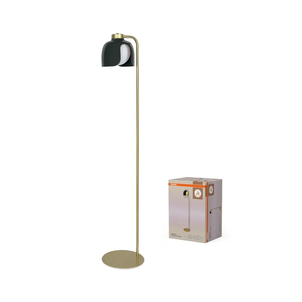 Stojací lampa Corolle, 1x E27, Černá