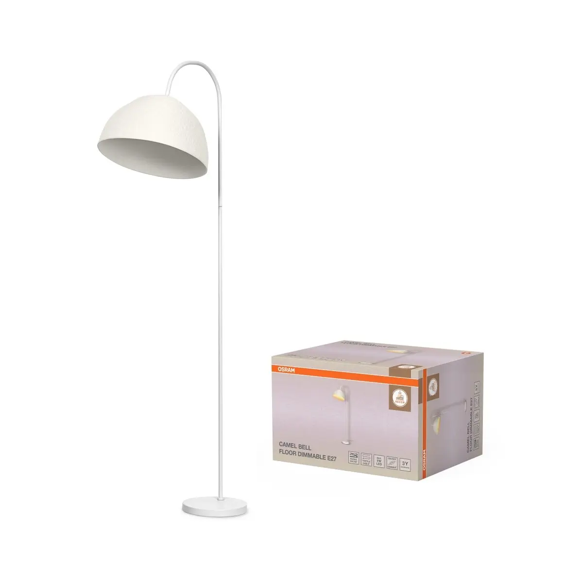 Stojací lampa Decor Camel Bell E27 stmívatelná, Bílá