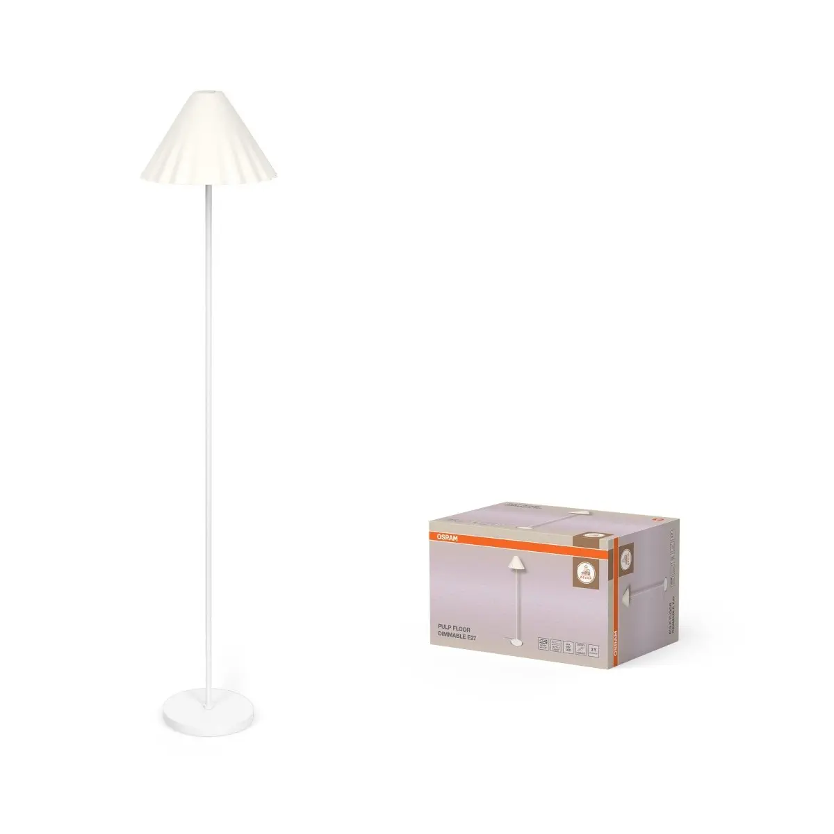 Stojací lampa Decor Pulp E27 stmívatelná, Bílá