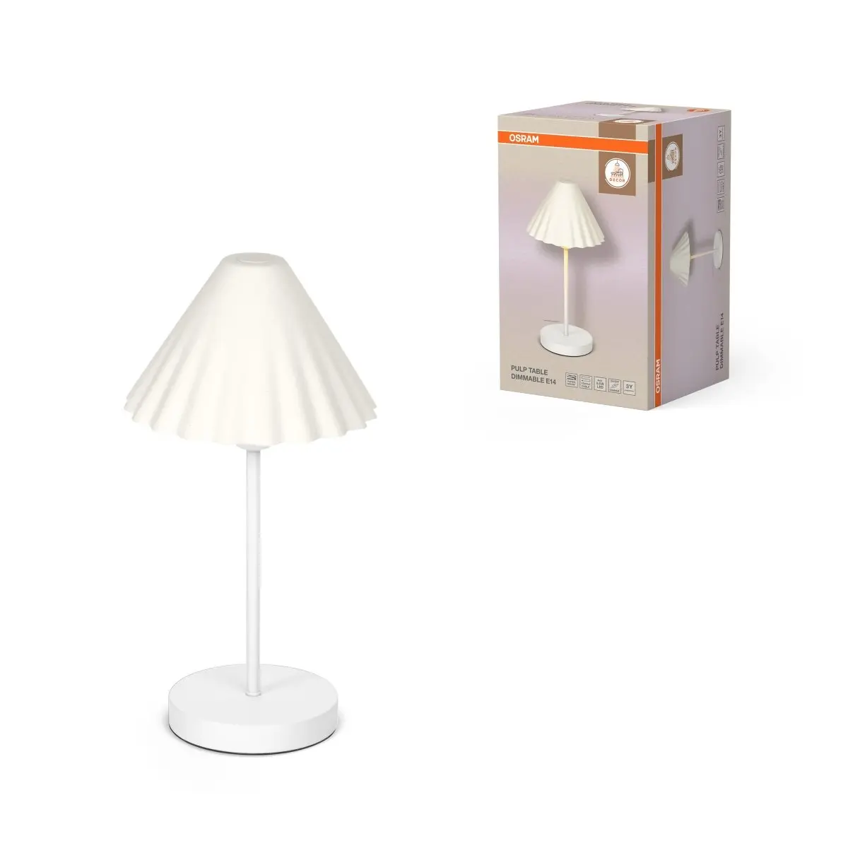 Stolní lampa Decor Pulp E14 stmívatelná, Bílá