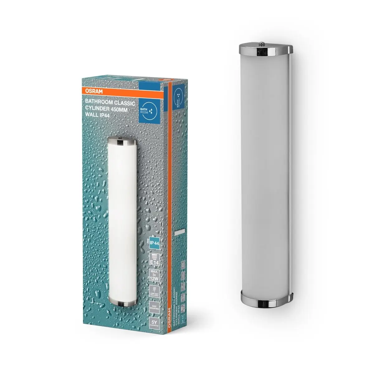 Stříbrné koupelnové LED svítidlo CYLINDER 450mm OSRAM