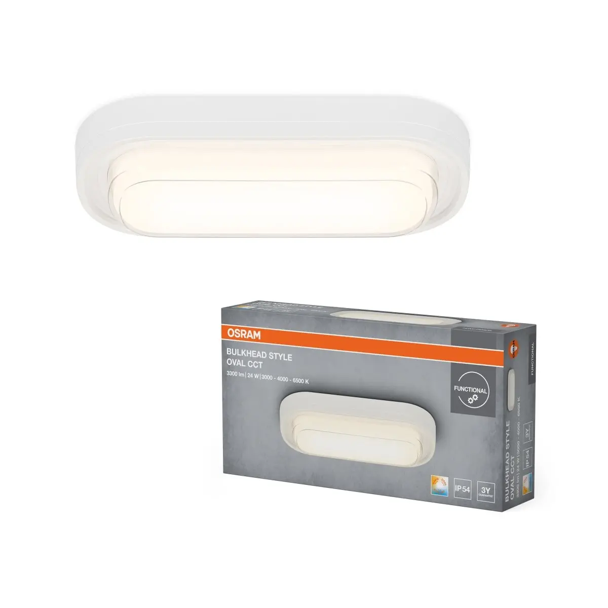 Stropní svítidlo Bulkhead Style, bílá, laditelná bílá, 24,00 W