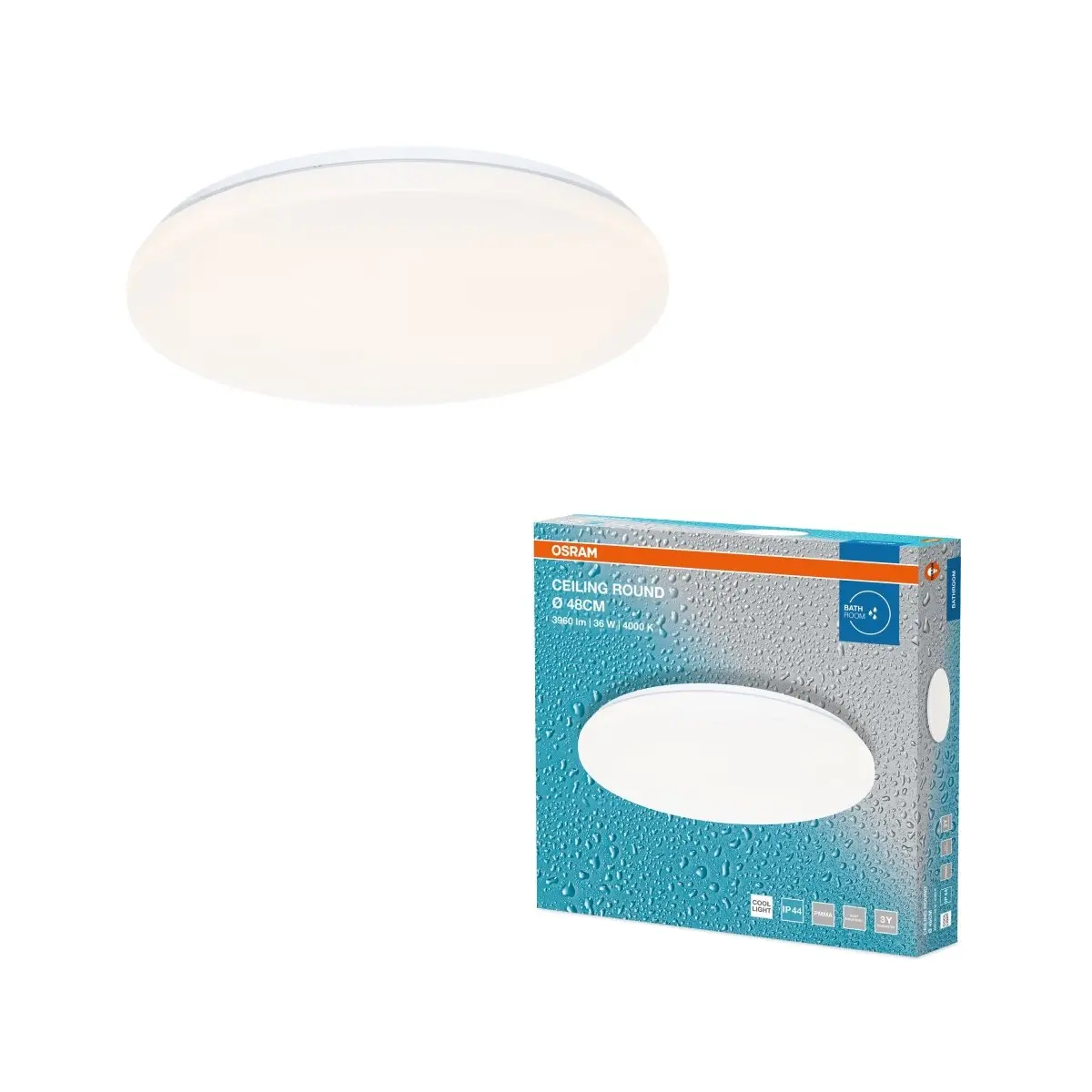 Stropní svítidlo ROUND, 480mm, Denní bílá, IP44