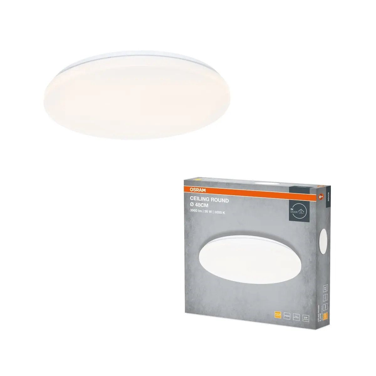 Stropní svítidlo ROUND, 480mm, Teplá bílá, IP20