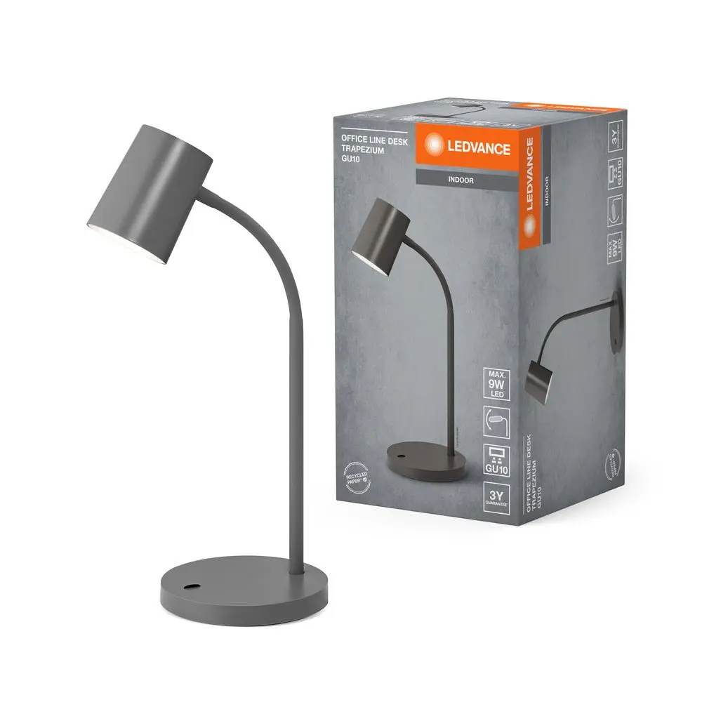 Tmavě šedá stolní lampa GU10 9W OFFICE DESK TRAPEZIUM