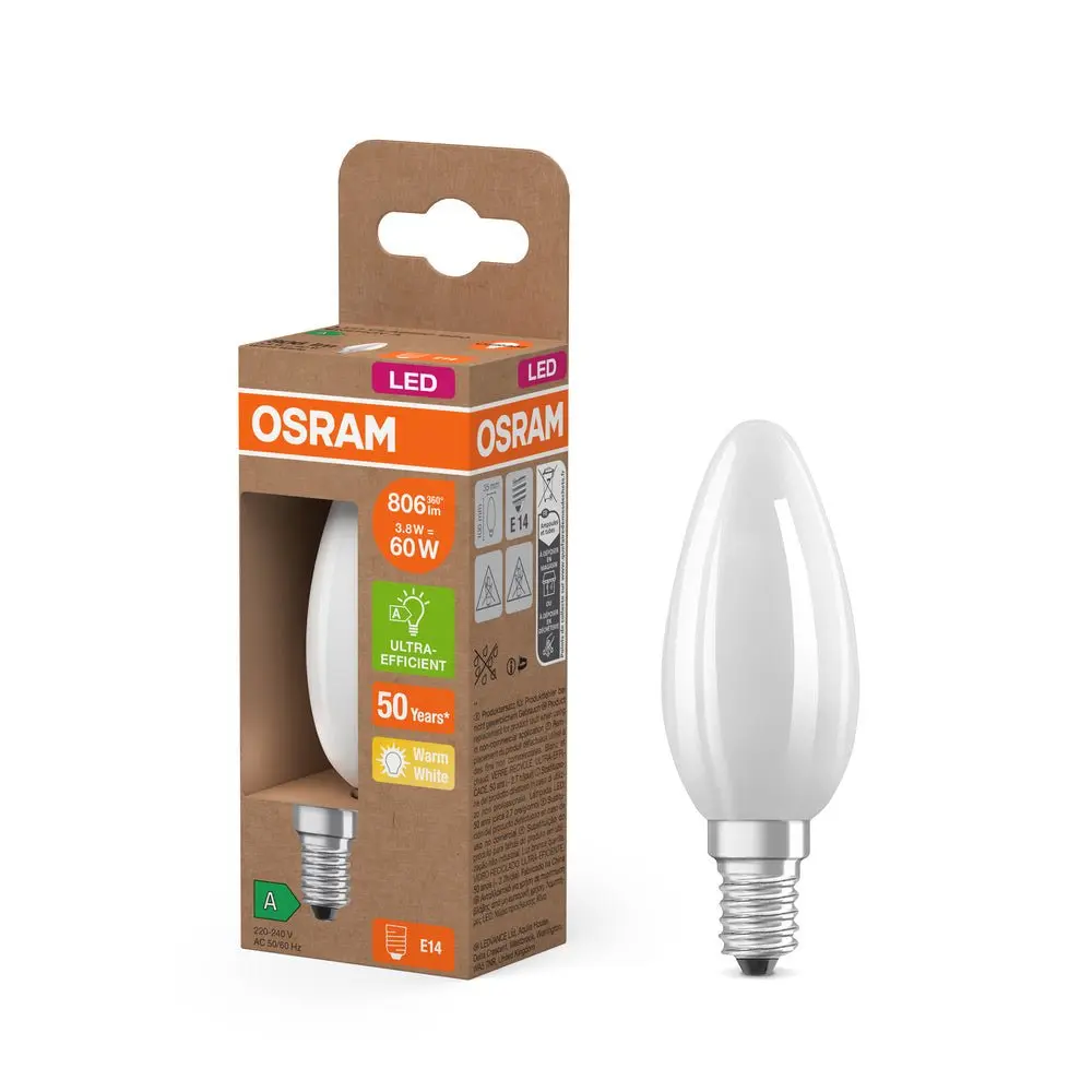 Účinná LED žárovka matná E14 2.2W CLASSIC B, teplá bílá