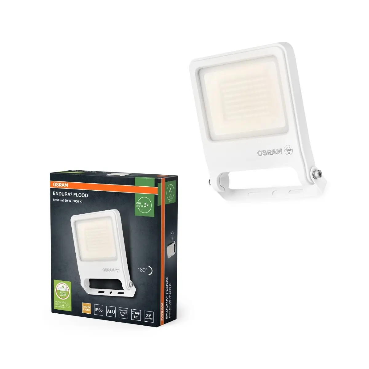 Venkovní reflektor ENDURA OSRAM var. 3 50 W, teplá bílá