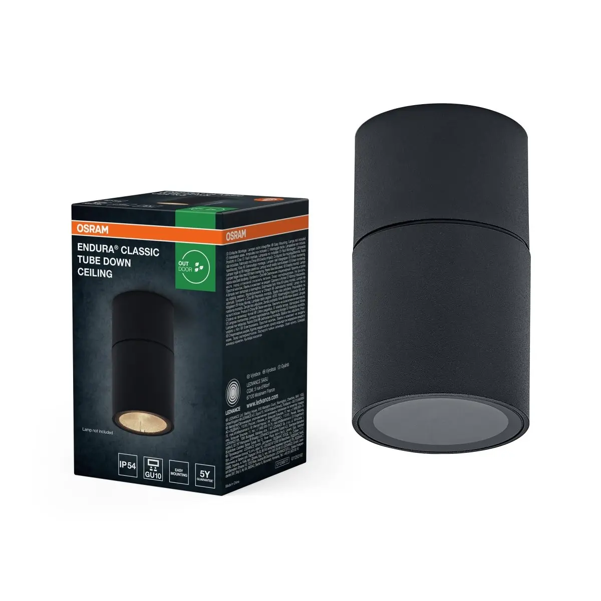 Venkovní svítidlo ENDURA® Classic Tube, šedá, dolů