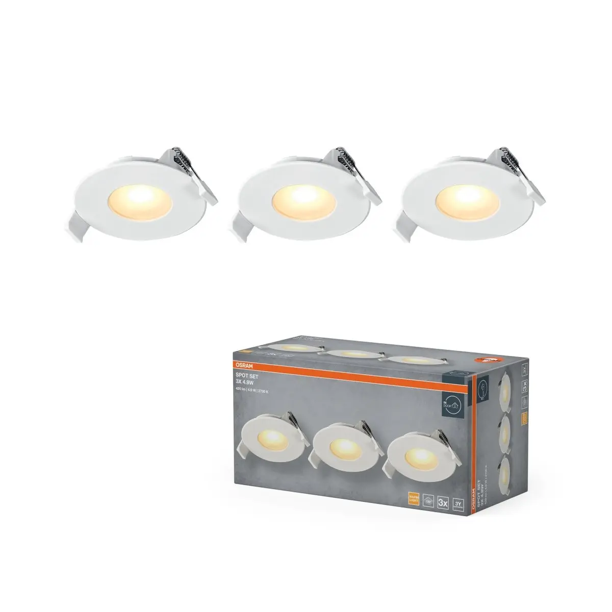 Vestavný LED reflektor 120°, teplá bílá, bílá