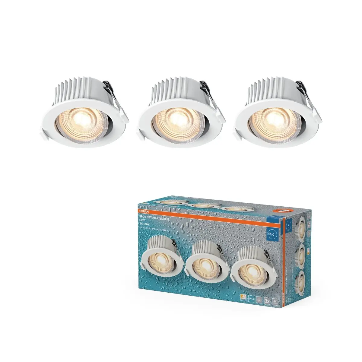 Vestavný LED reflektor CCT IP44, laditelná bílá, bílá