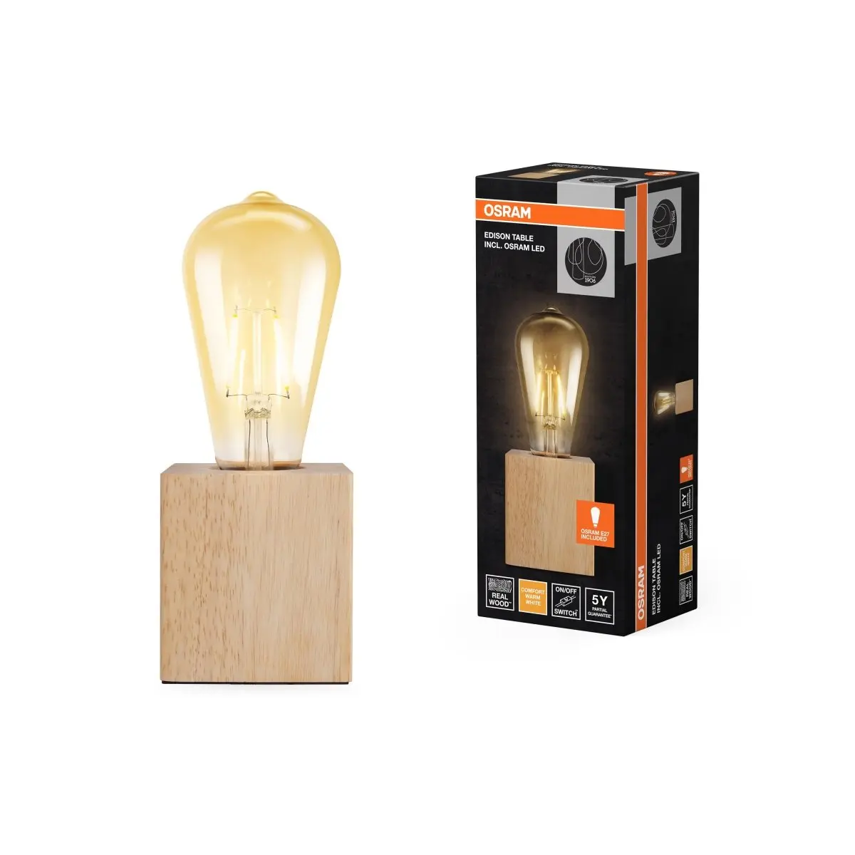 Vintage stolní lampa Vintage 1906 Edison, 2.5W, Teplá bílá, E27