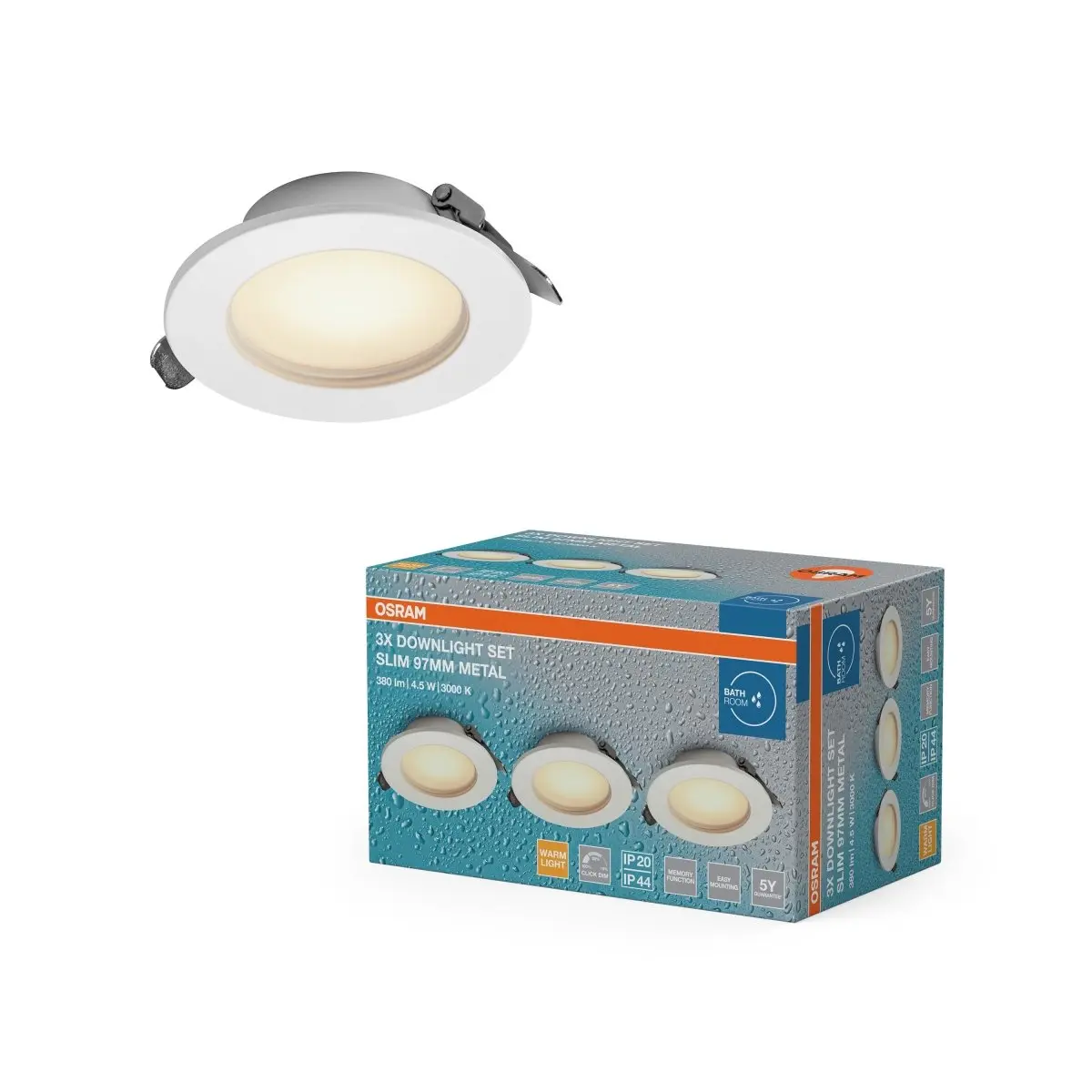 Zapuštěné podhledové LED svítidlo IP44 Slim 4,5W, Kovové, Bílé