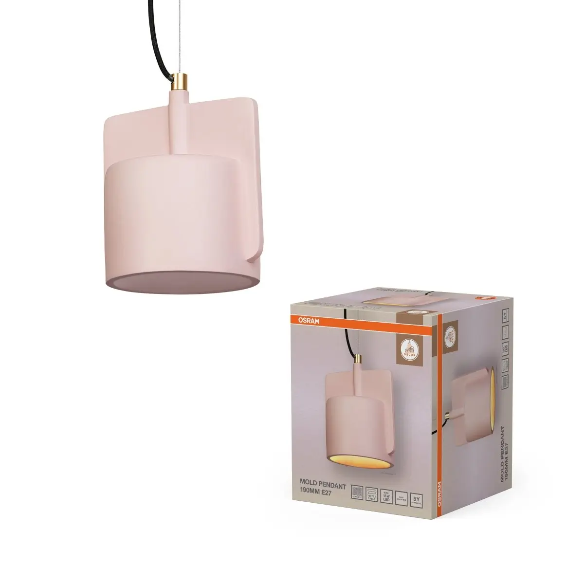 Závěsné svítidlo Decor Mold 190MM 1XE27, Růžové