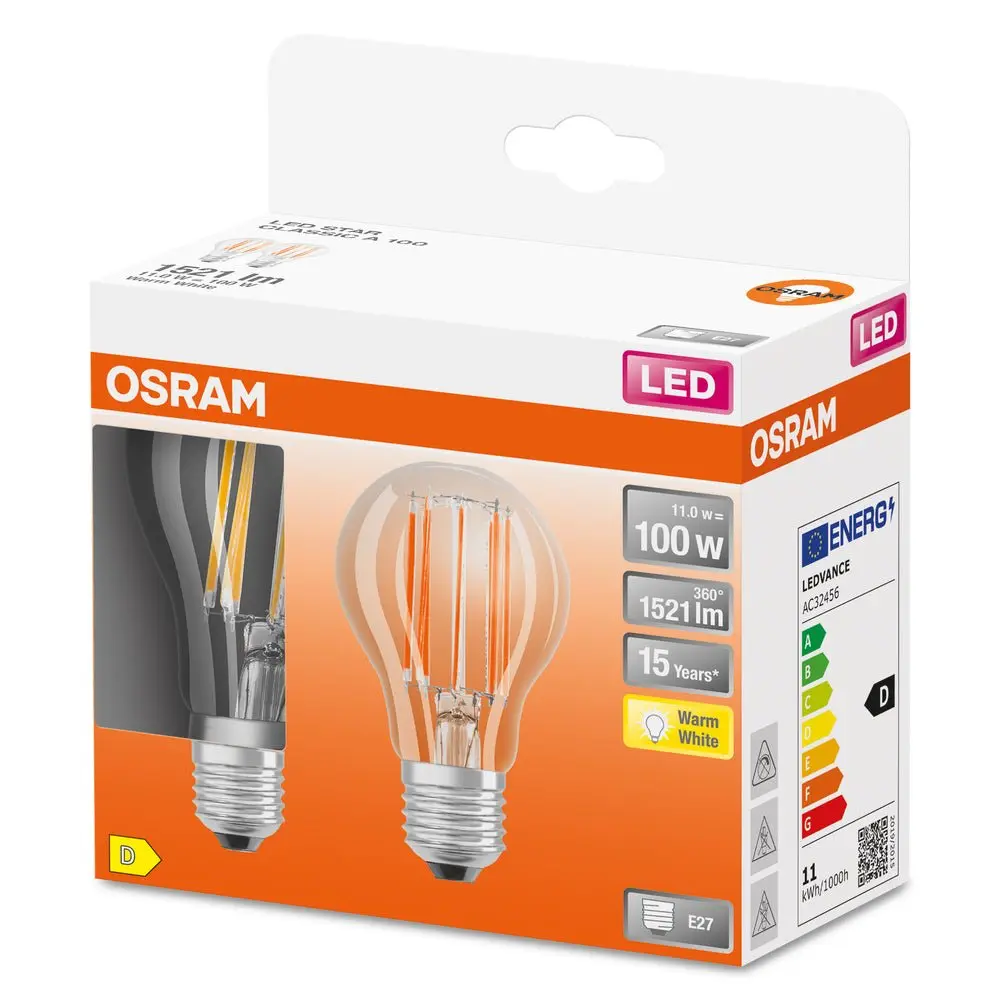 2 ks filamentová žárovka LED STAR CLASSIC E27 11W teplá bílá