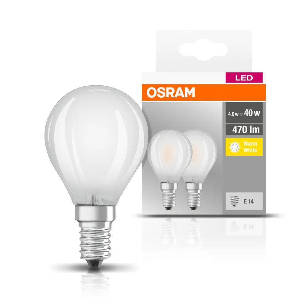 2 ks matná LED žárovka 4W E14 BASE teplá bílá