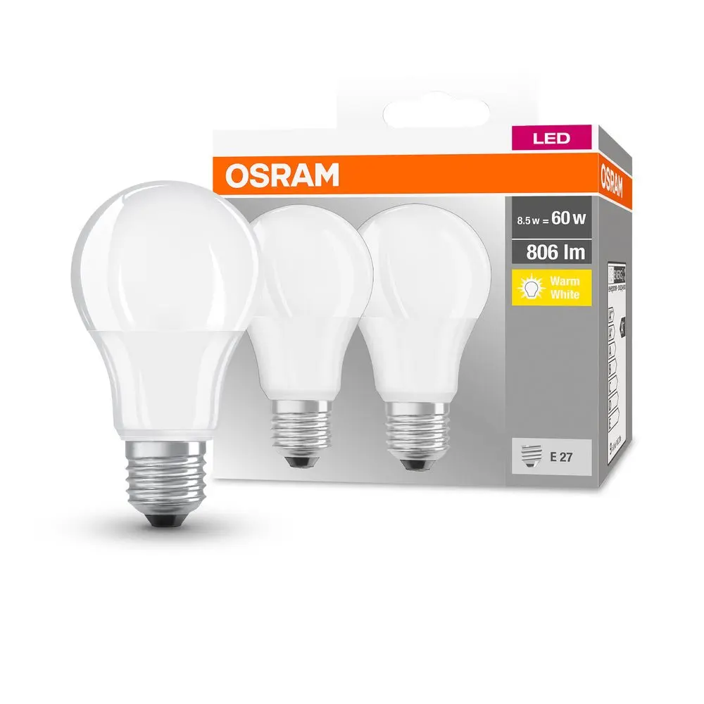 2 ks matná LED žárovka E27 8,5 W BASE CLASSIC teplá bílá