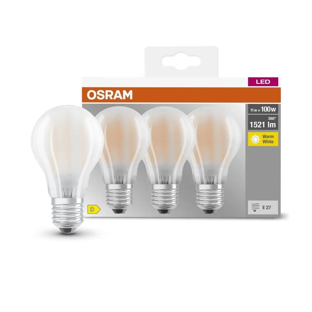 3 ks matná LED žárovka E27 11 W CLASSIC A, teplá bílá