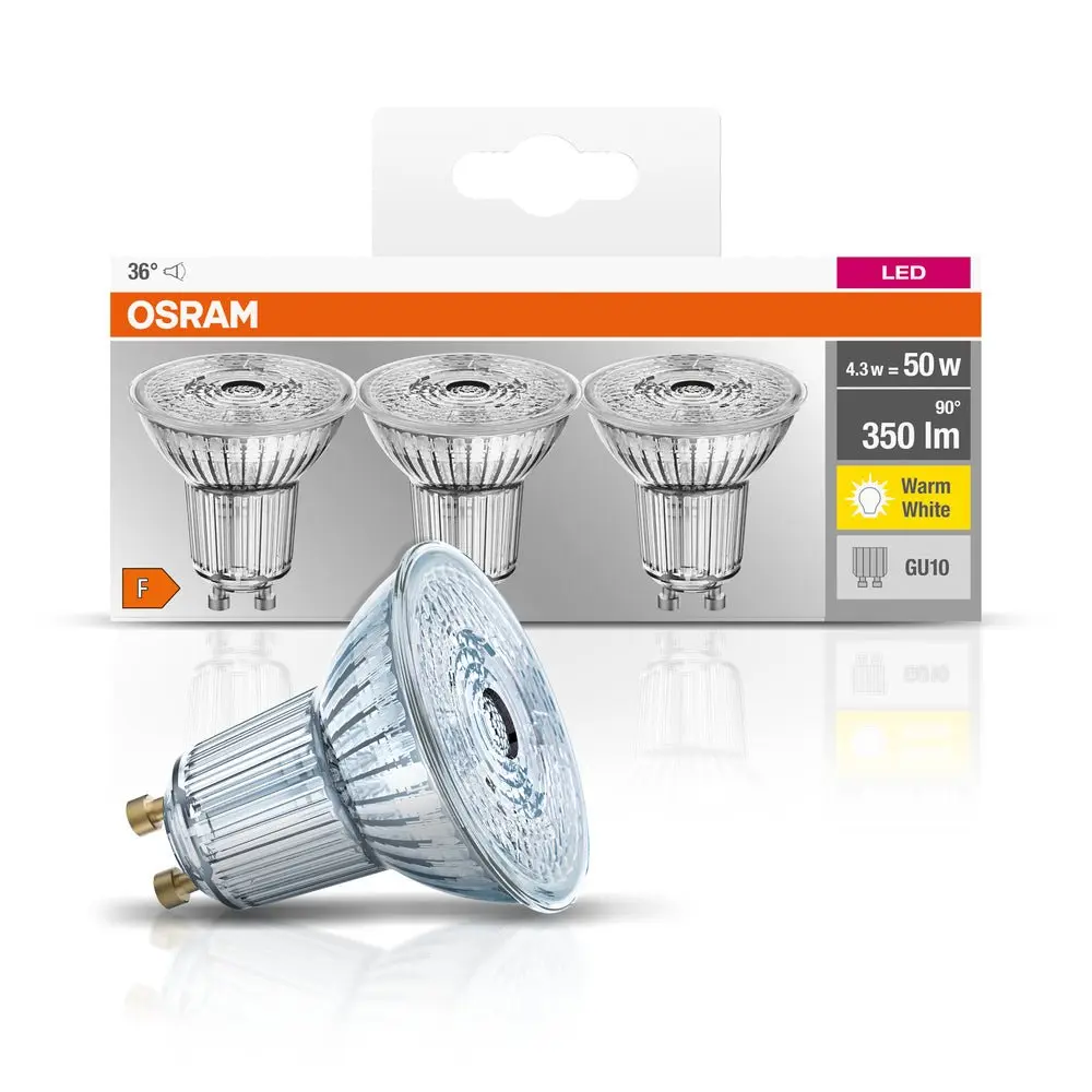 3 ks reflektorová LED bodovka GU10 4,3W BASE teplá bílá
