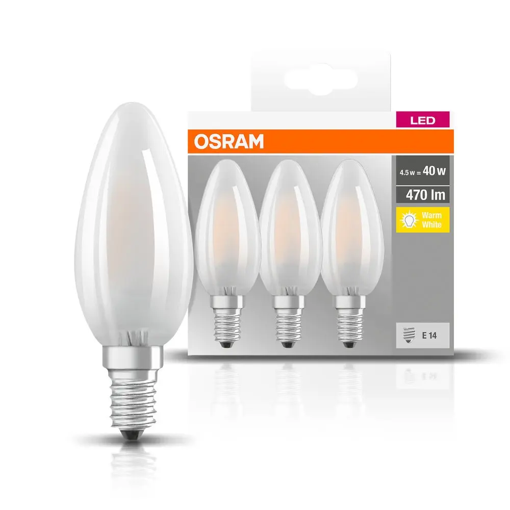 3ks LED žárovka svíčka E14 4W BASE teplá bílá