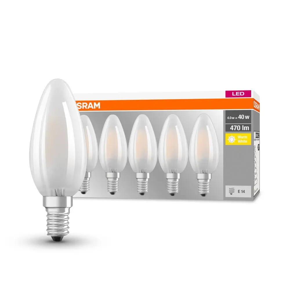 5 ks matná LED žárovka E14 4 W BASE teplá bílá