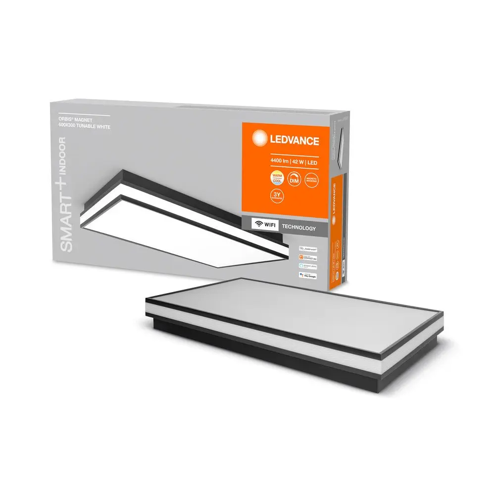 Chytré stmívatelné WiFi LED světlo MAGNET 600x300, černé