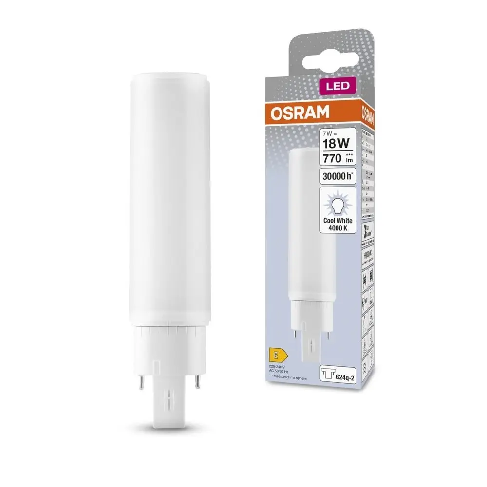 Dlouhotrvající LED žárovka G24q-2 7 W DULUX, studená bílá