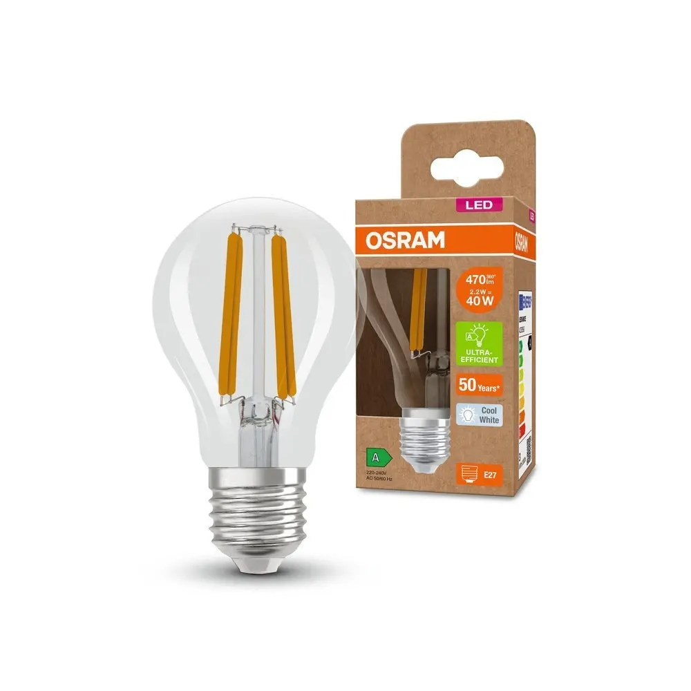 Efektivní LED žárovka E27 CLASSIC A 2.2 W, studená bílá