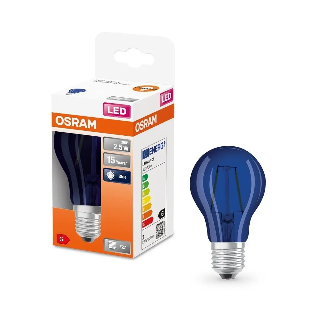 LEDVANCE LED STAR CLASSIC A 4 300d 2.5 W/9000 K modrá E27 4058075434004