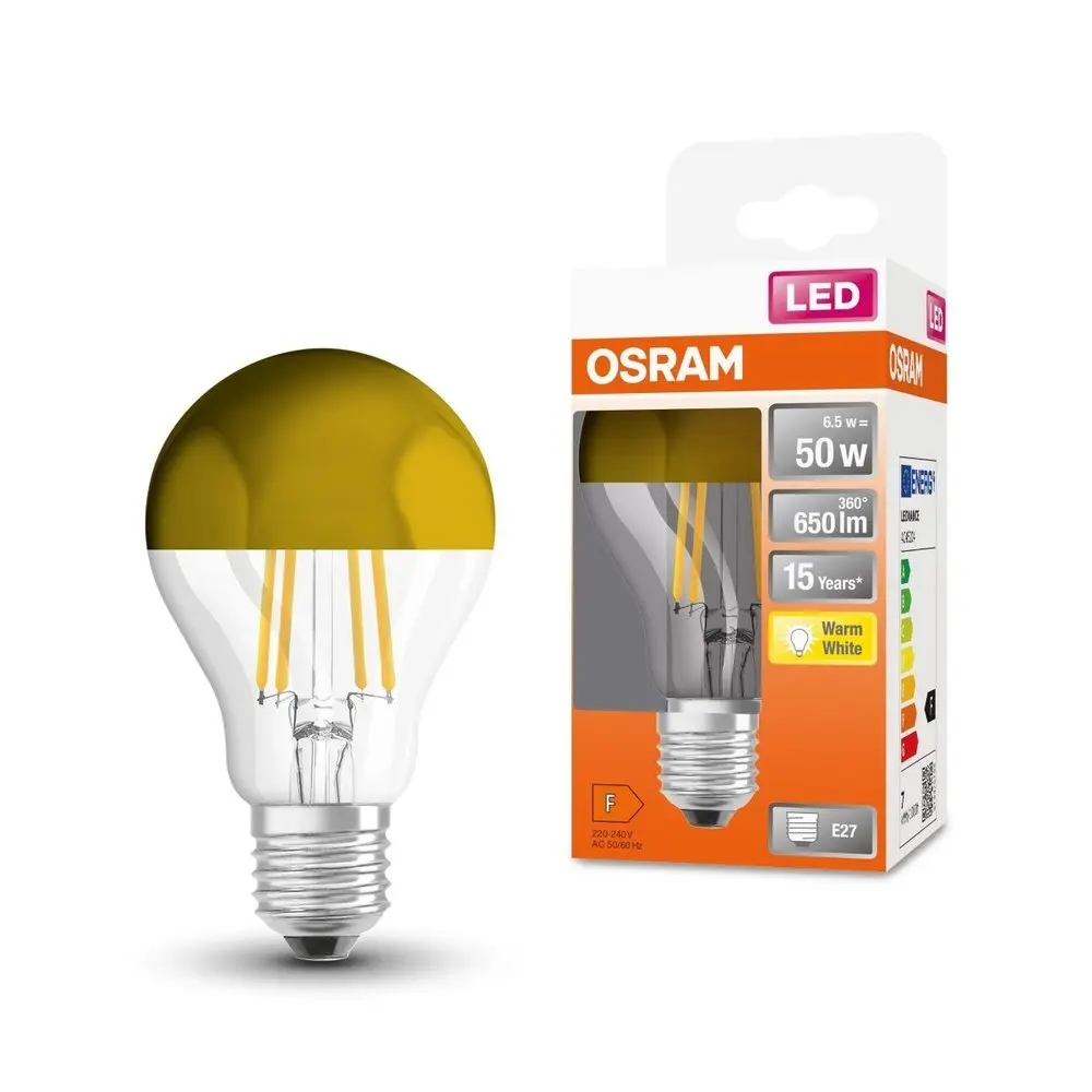 OSRAM LED žárovka CLA50 zrcadlová 7 W E27 2700 K teple bílá zlatá