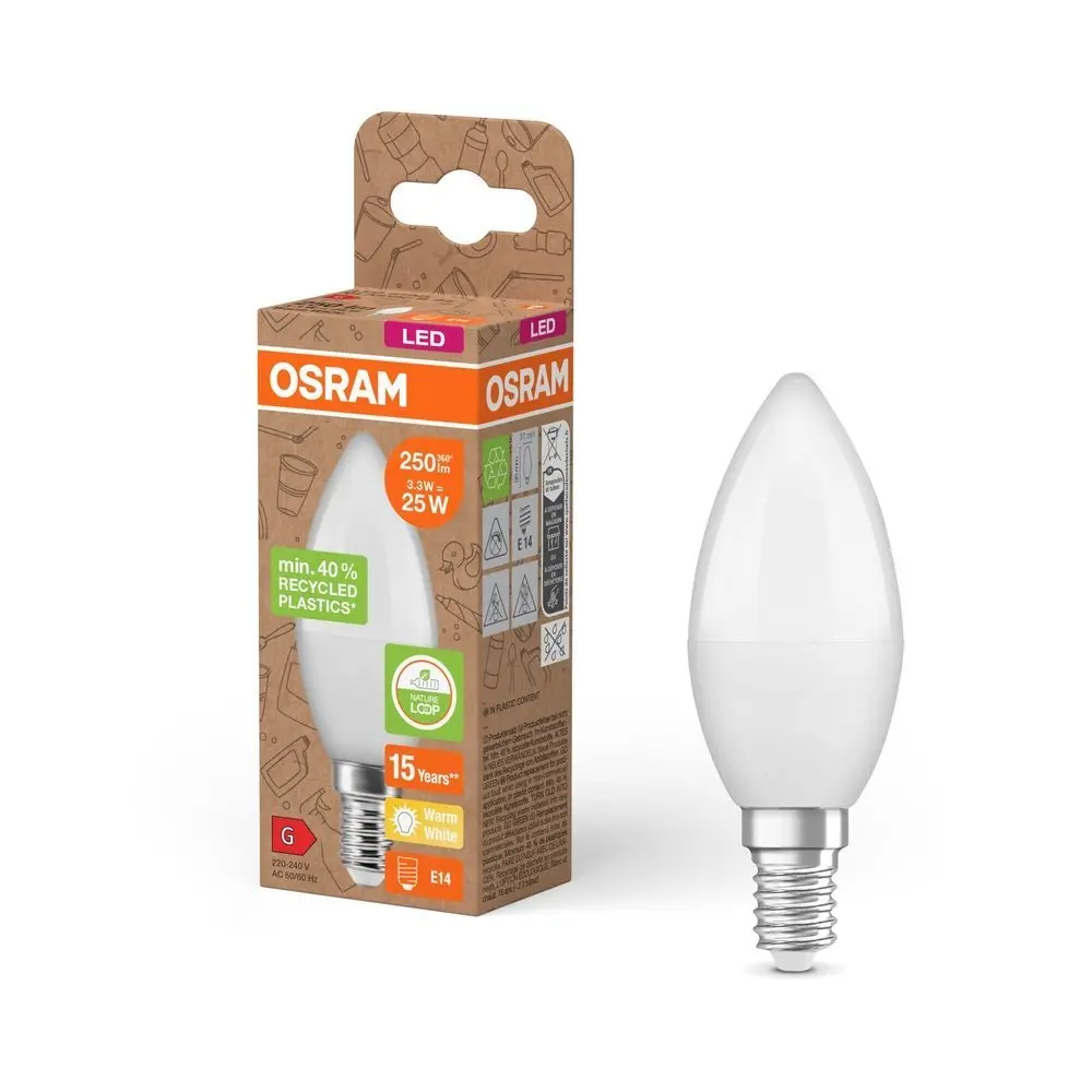 LED žárovka z recyklovaného plastu E14 STAR, teplá bílá