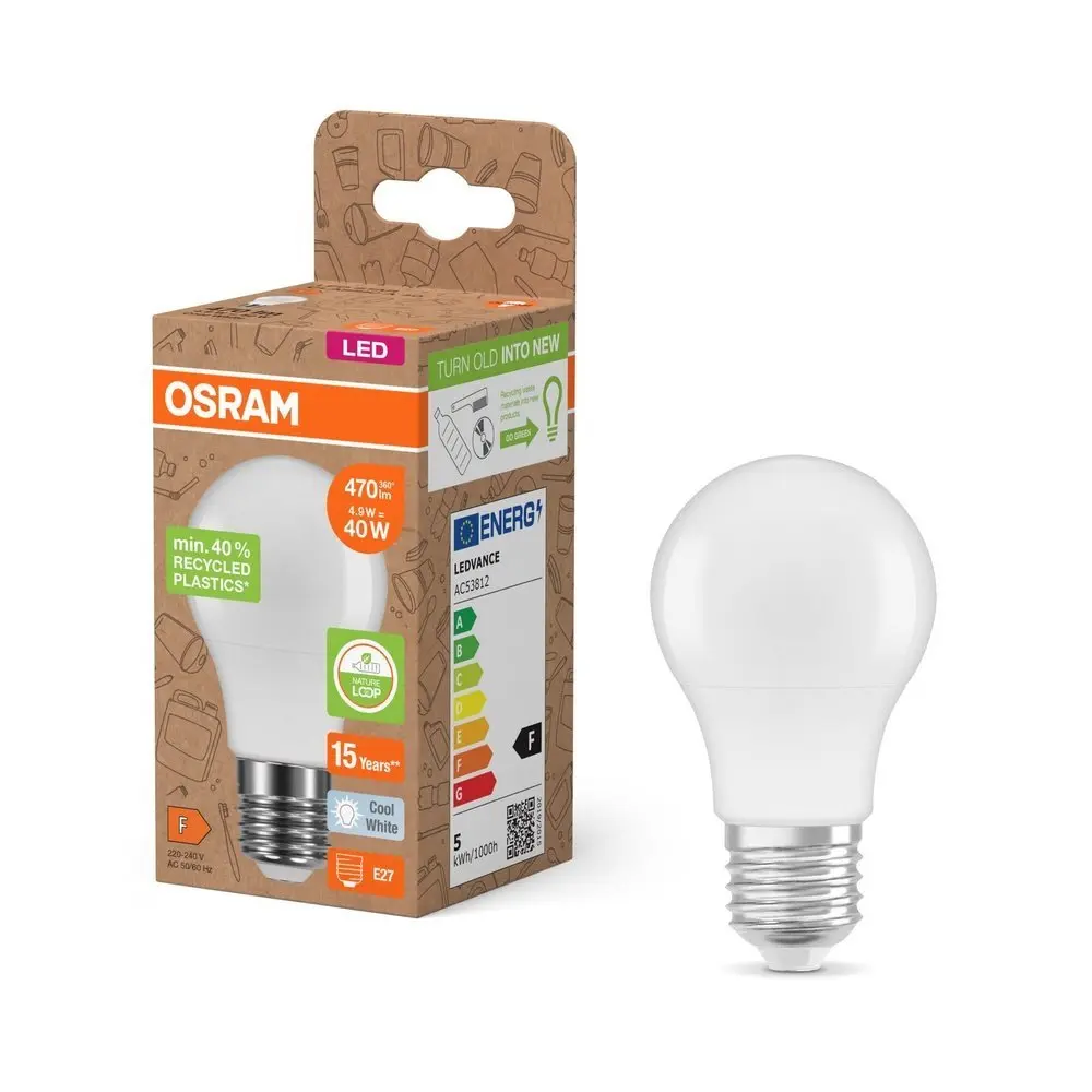 LED žárovka z recyklovaného plastu E27 STAR, studená bílá