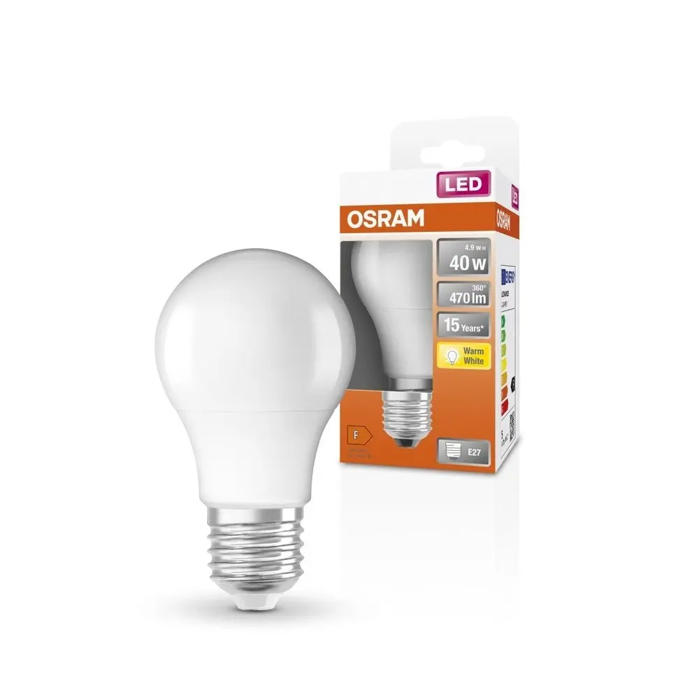 OSRAM LED žárovka STAR CLA40 4,9 W E27 2700 K matná teple bílá