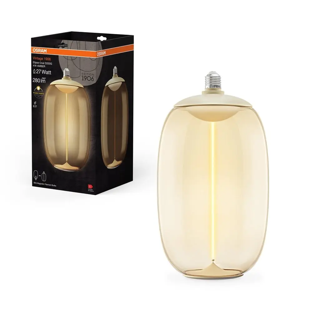 Oválná LED jantárová žárovka E27 VINTAGE 4 W, teplá bílá